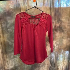 Red Keyhole Neckline Top